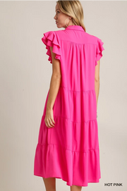 Miss Jade Midi Dress in Hot Pink