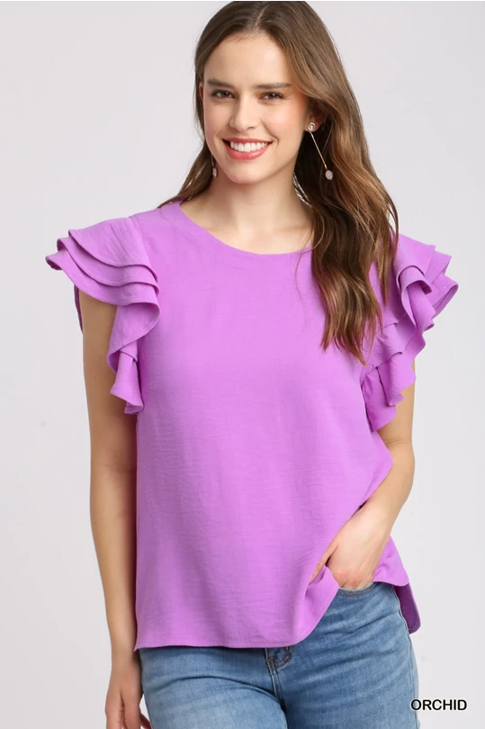 Orchid Ruffle Sleeve Top
