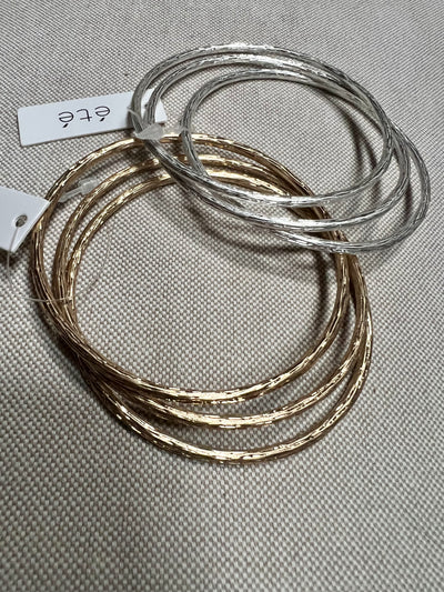 3 Row Scratched Metal Bracelet
