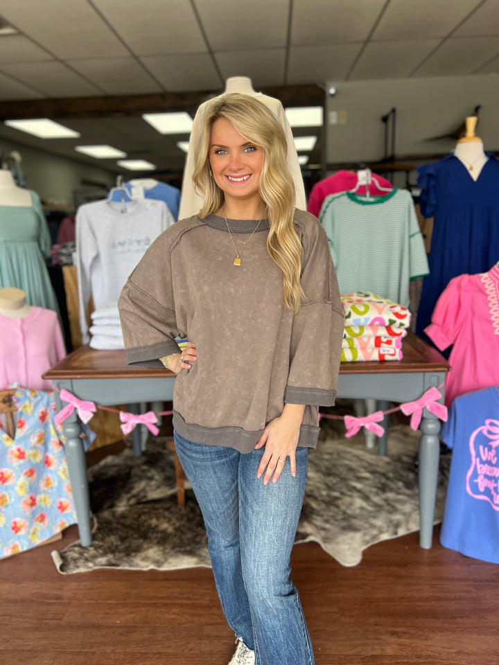 Mineral-Washed Oversized French Terry Top