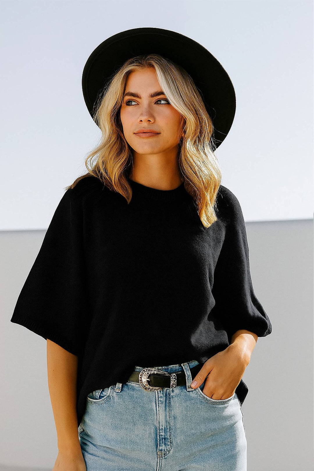 Short Sleeve Relaxed Sweater Top
