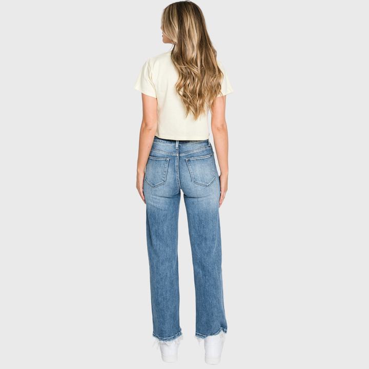 PETRA SUPER HIGH RISE STRETCH SLIM STRAIGHT JEANS