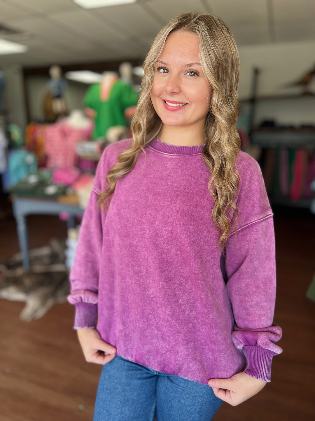 The Coziest Acid Wash Crewneck Sweatshirt