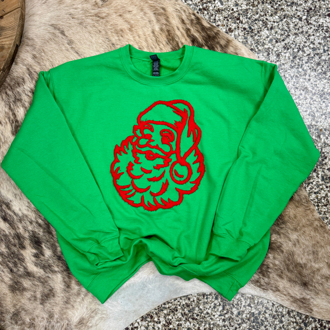 Fluffy Vintage Santa Patch Sweatshirt