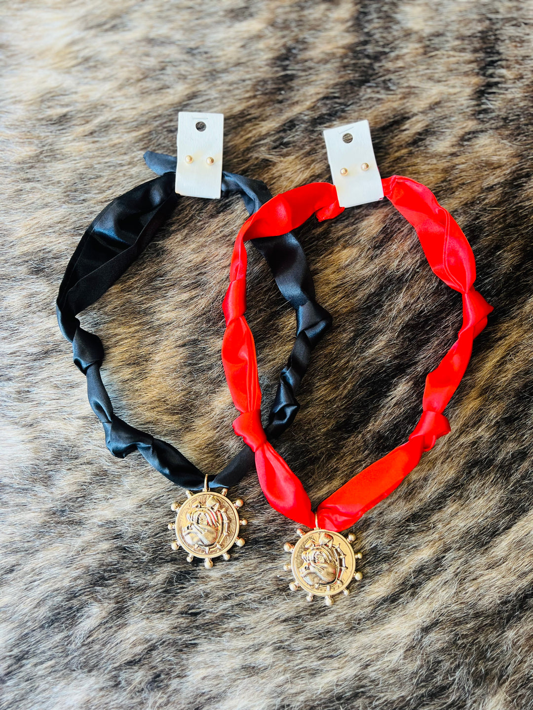 Gameday Bulldog Head Scarf Necklace