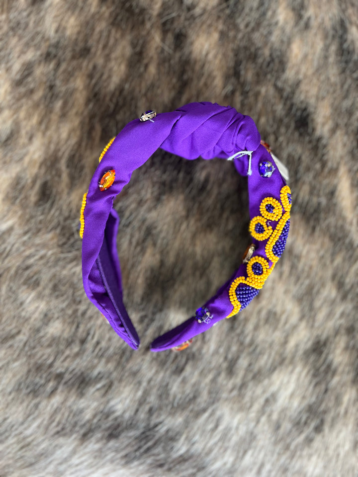 Game Day Purple/Gold Paw Headband