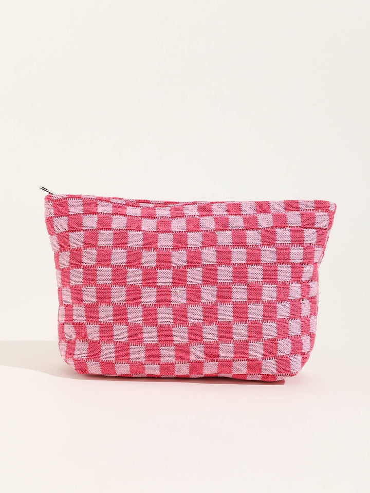 TRAVEL CHECKER MAKEUP COSMETIC POUCH BAG