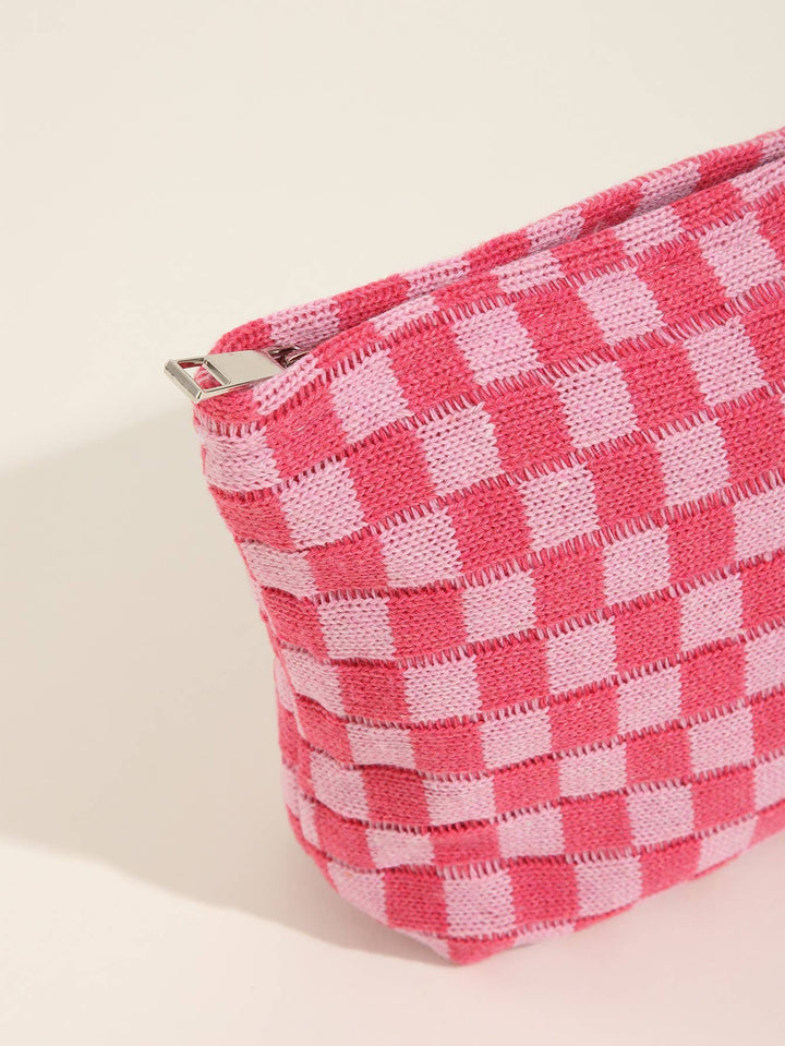 TRAVEL CHECKER MAKEUP COSMETIC POUCH BAG