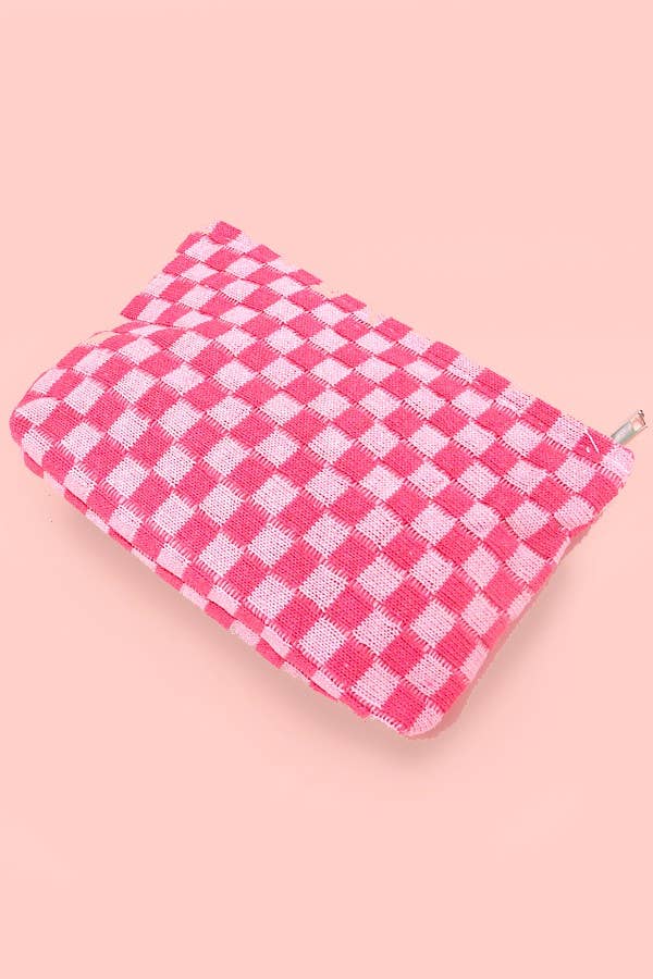 TRAVEL CHECKER MAKEUP COSMETIC POUCH BAG