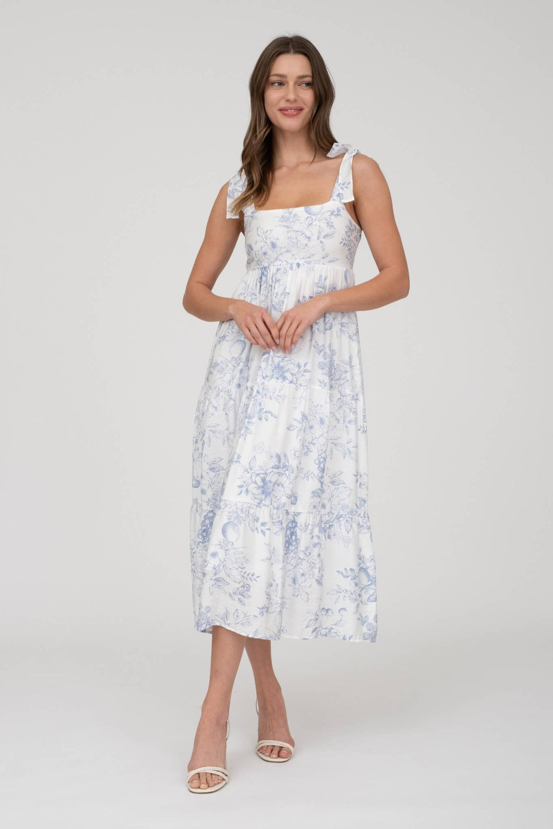 FRUIT BLOSSOM TIERED MIDI DRESS