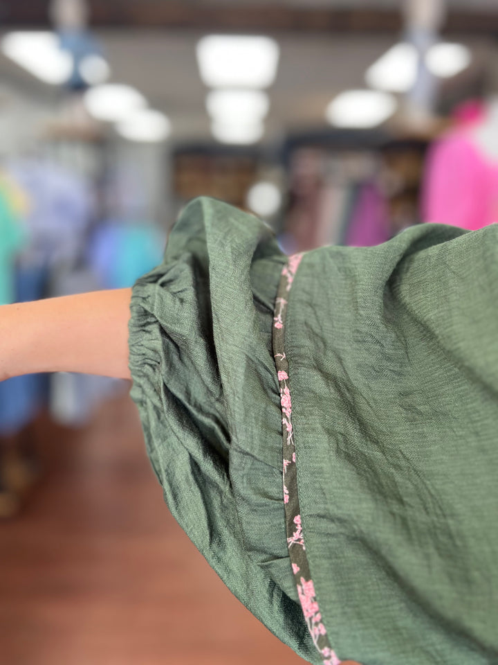 Olive Tiered Long Sleeve Mini Dress