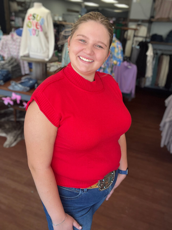Sleeveless Ribbed Knit Sweater Top