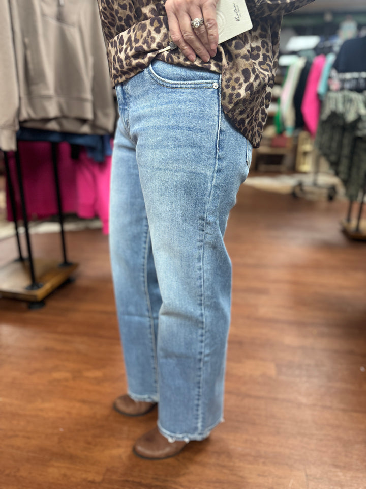 KILEY KANCAN HIGH RISE SLIM WIDE LEG JEANS