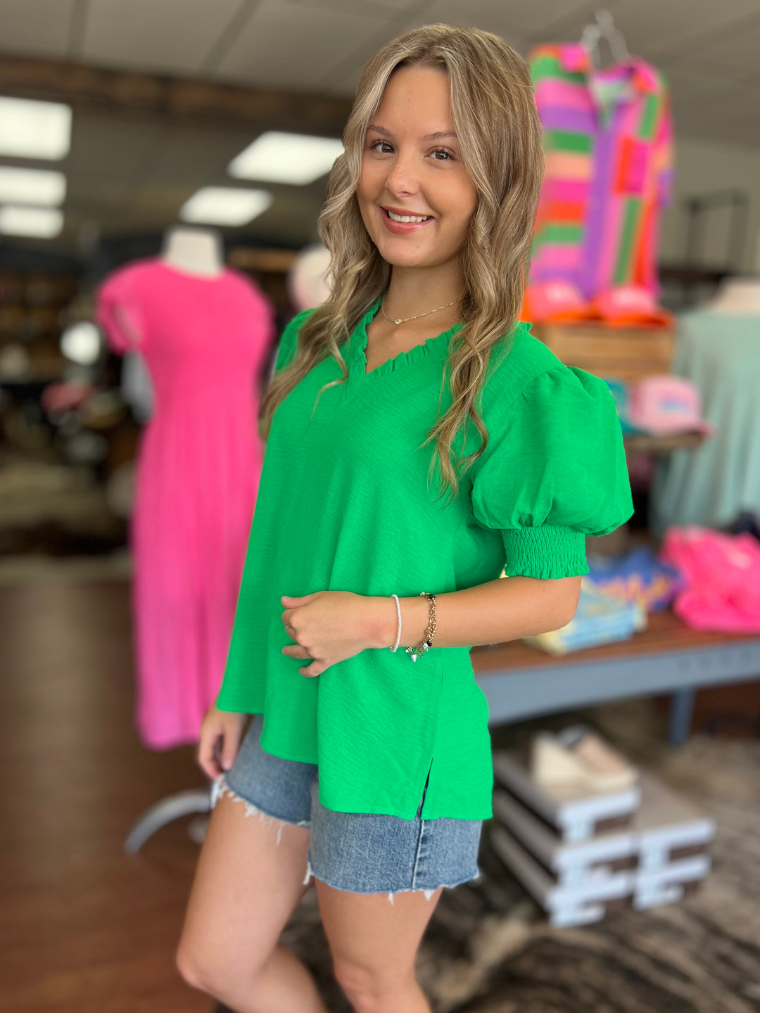 Lettie Top in Kelly Green