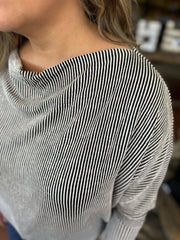 Candy Ribbed Stripe Dolman Sleeve Top