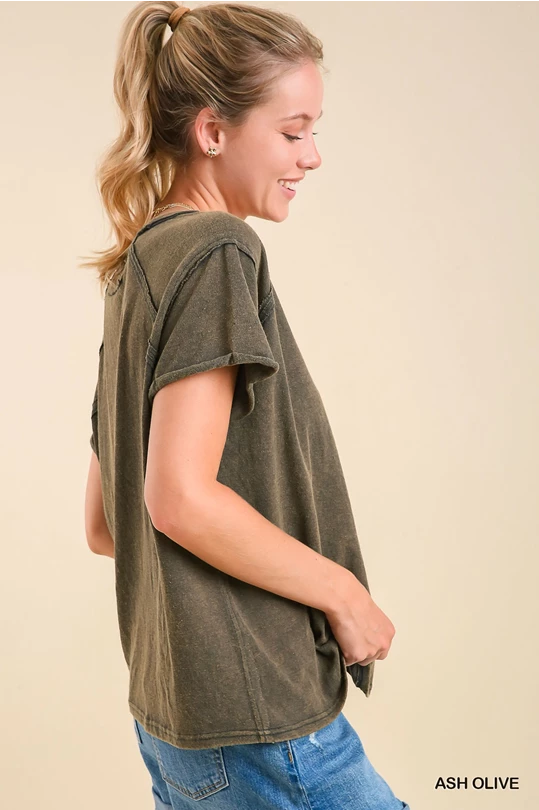 Mineral Wash Round Neck Top