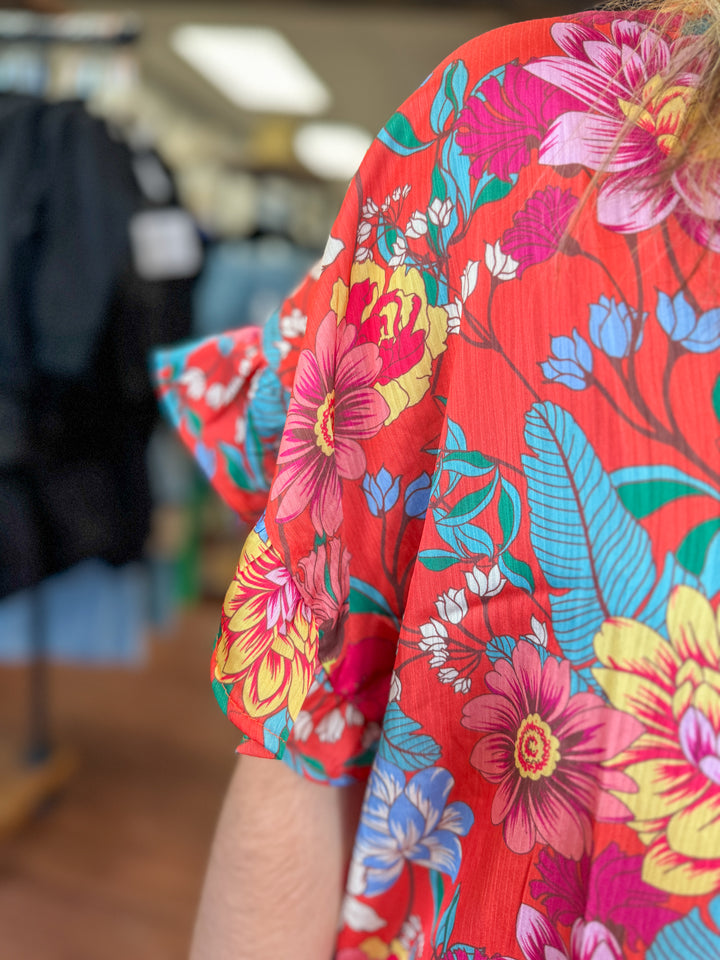 Floral Ruffle Hem Top