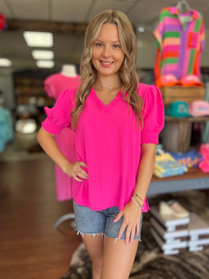 Lettie Top in Hot Pink