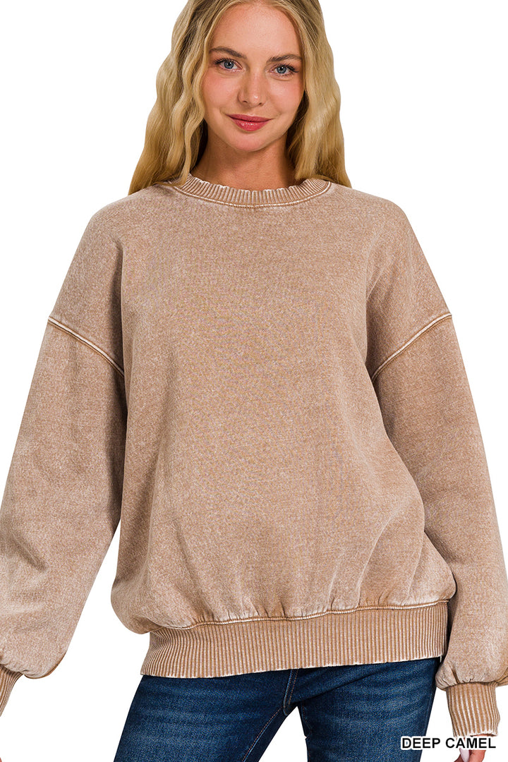 The Coziest Acid Wash Crewneck Sweatshirt