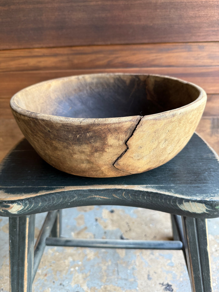 Antique Wood Bowl (has crack)