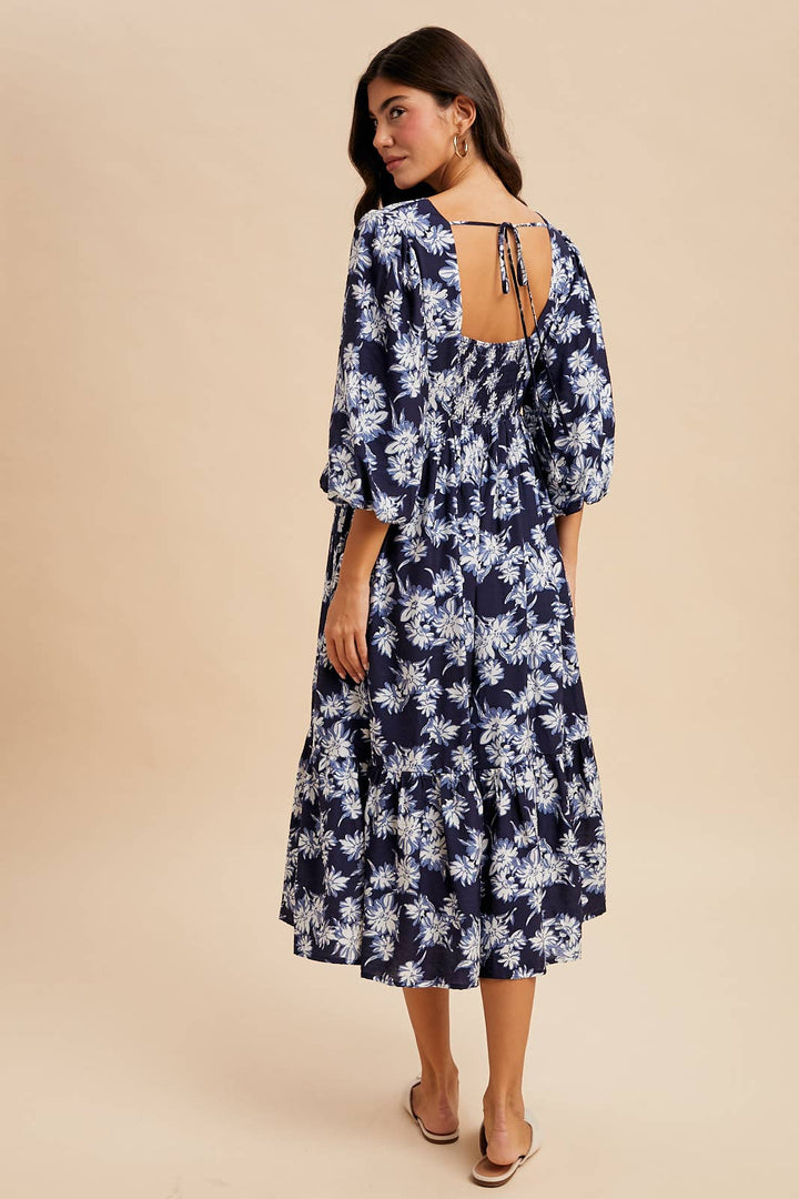 V NECK FLORAL DRESS