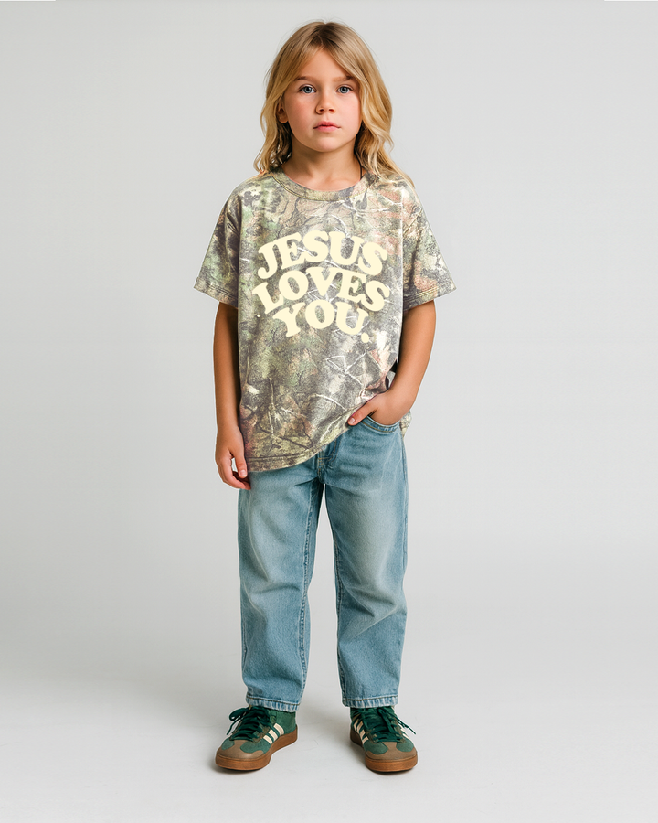 [Youth] Jesus Loves You || Heavyweight Camo Tee ||