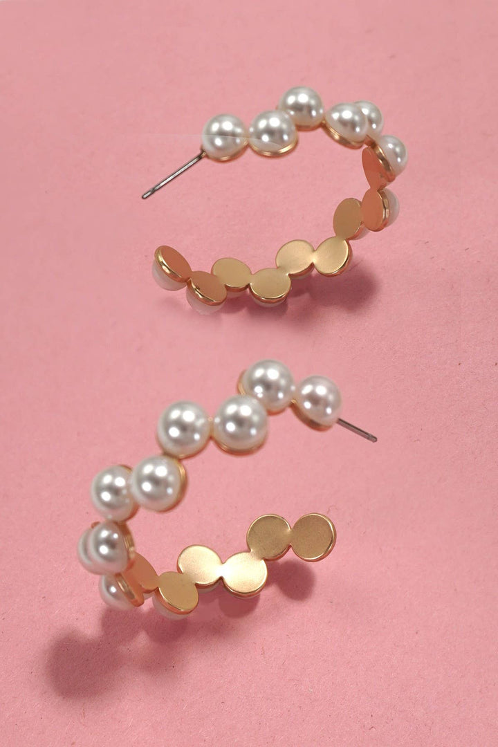 PEARL ZIG ZAG HOOP EARRINGS