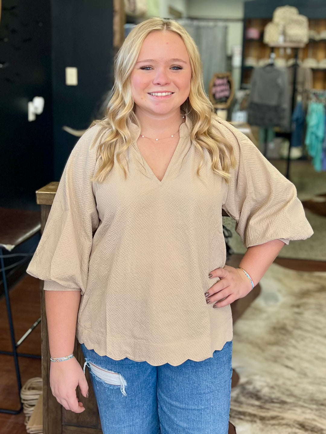 Hazel 3/4 Sleeve V-Neck Top