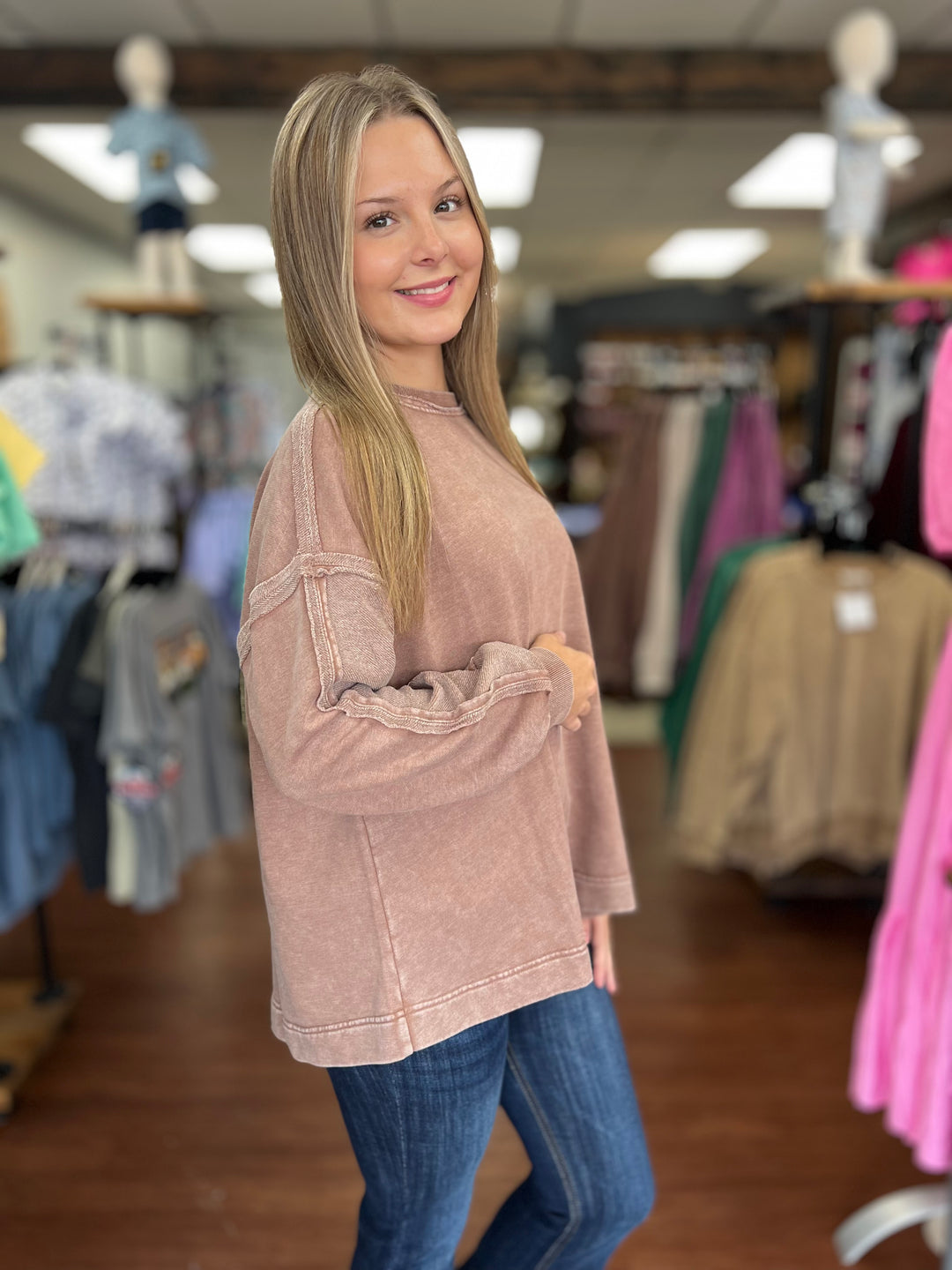 Miley Mineral Washed Terry Pullover