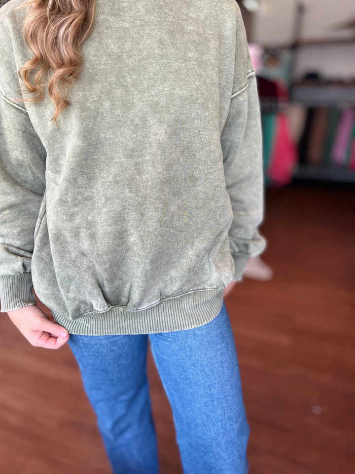 The Coziest Acid Wash Crewneck Sweatshirt