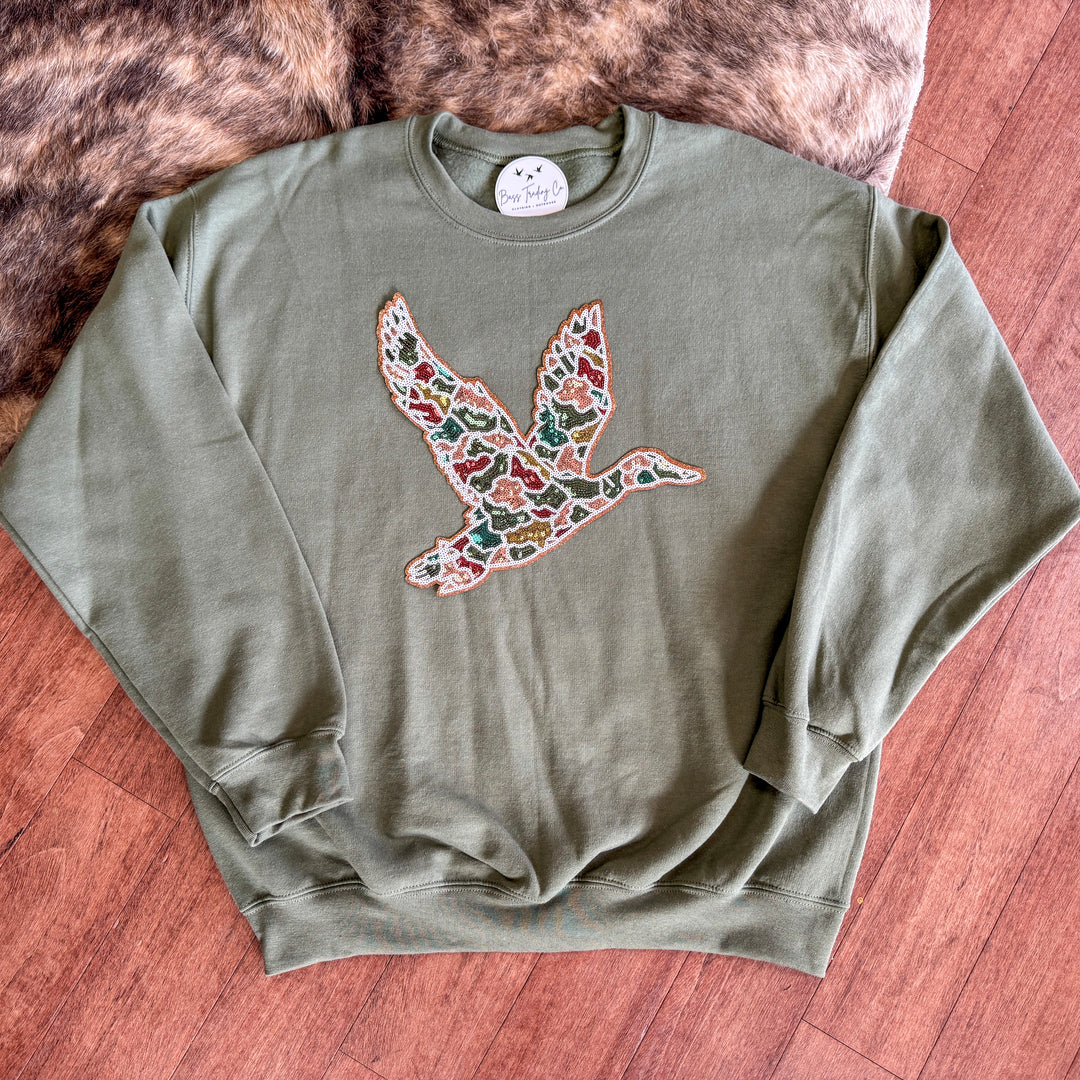 Sequin Duck Patch Custom Sweatshirt