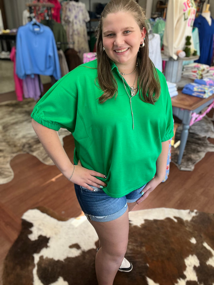 Emma Collared V-neck Top