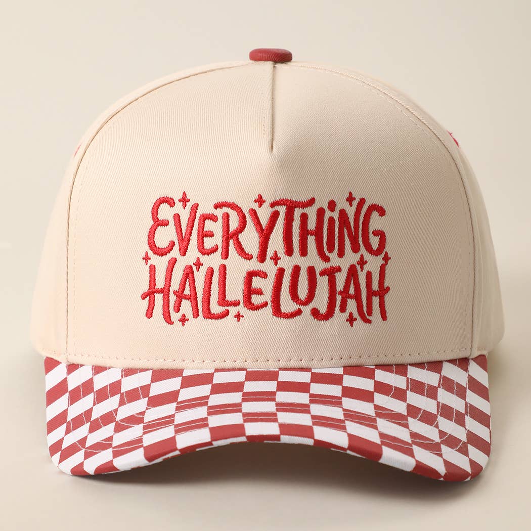 EVERYTHING HALLELUJAH Embroidered Checker Brim Trucker Hat