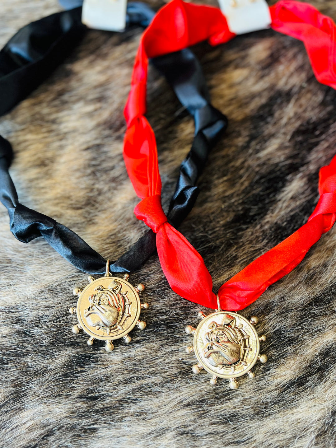 Gameday Bulldog Head Scarf Necklace