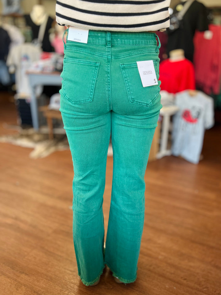 Ashley Acid Wash Frayed Cutoff Bootcut Pants