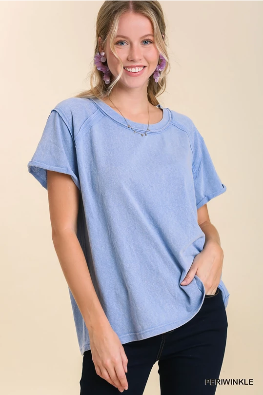 Mineral Wash Round Neck Top