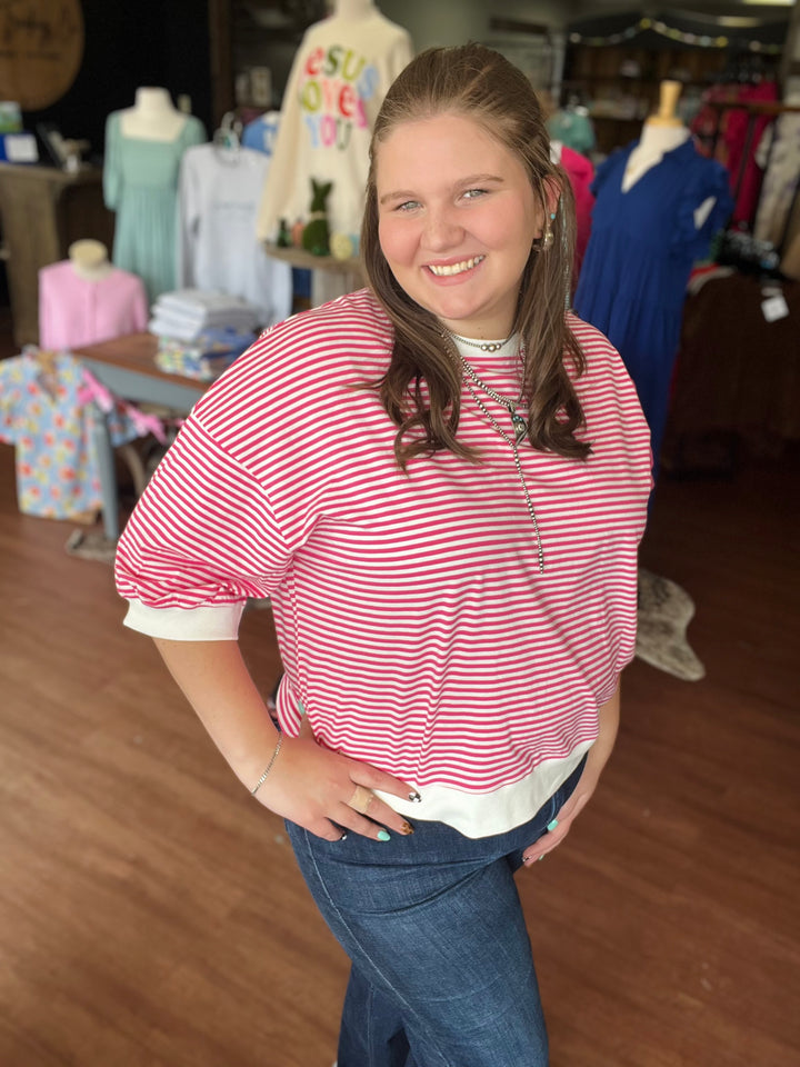 Kammie Striped 3/4 Sleeve Top