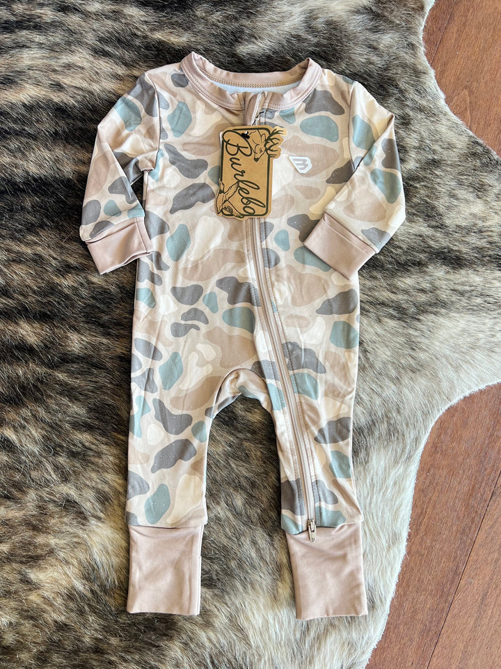 Burlebo Baby Zip Up Pajamas - Pintail Camo