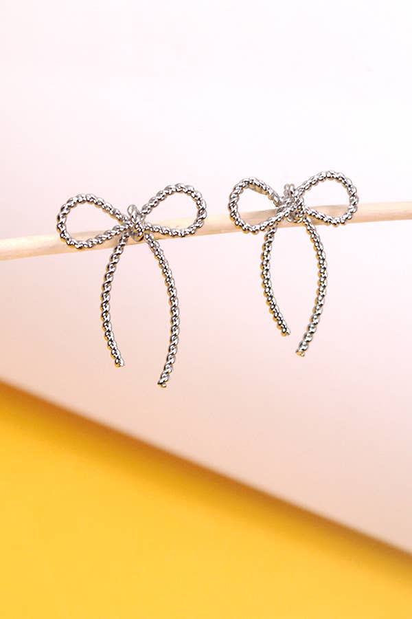 ROPE BOW DESIGN STUD EARRINGS