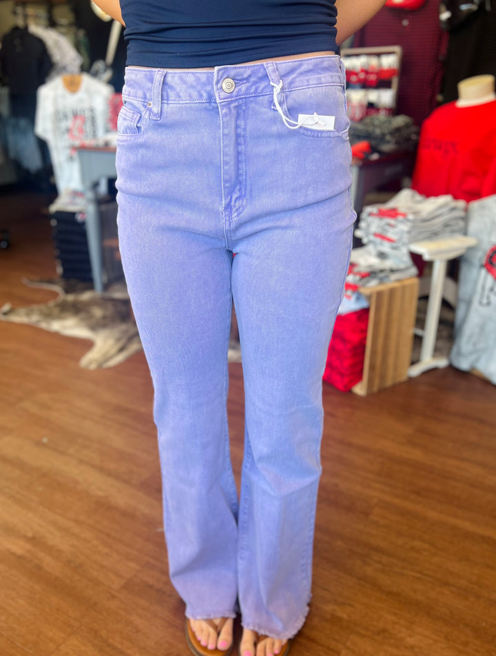 Ashley Acid Wash Frayed Cutoff Bootcut Pants