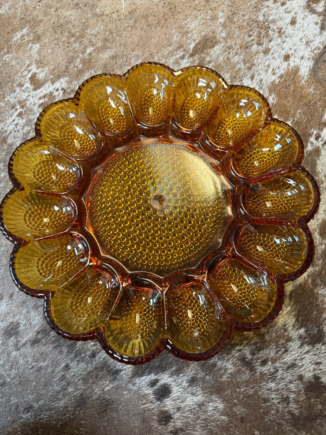Vintage Amber Egg Plate