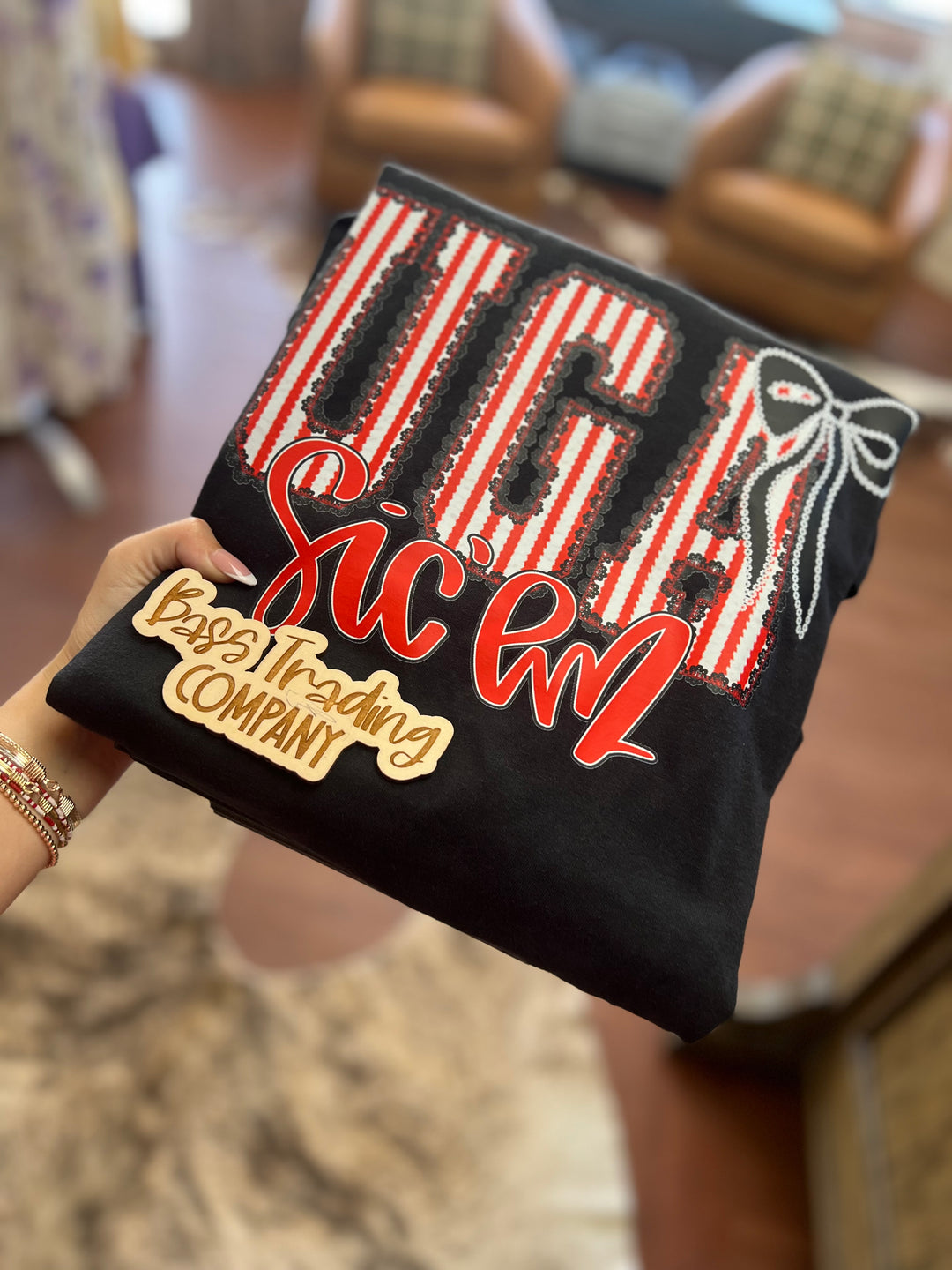 UGA Seersucker Black CC Tee