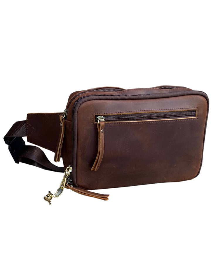 Vintage cowhide leather fanny pack/crossbody/sling bag