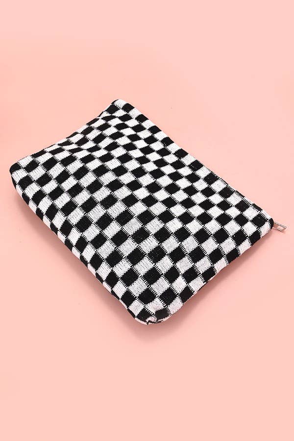 TRAVEL CHECKER MAKEUP COSMETIC POUCH BAG