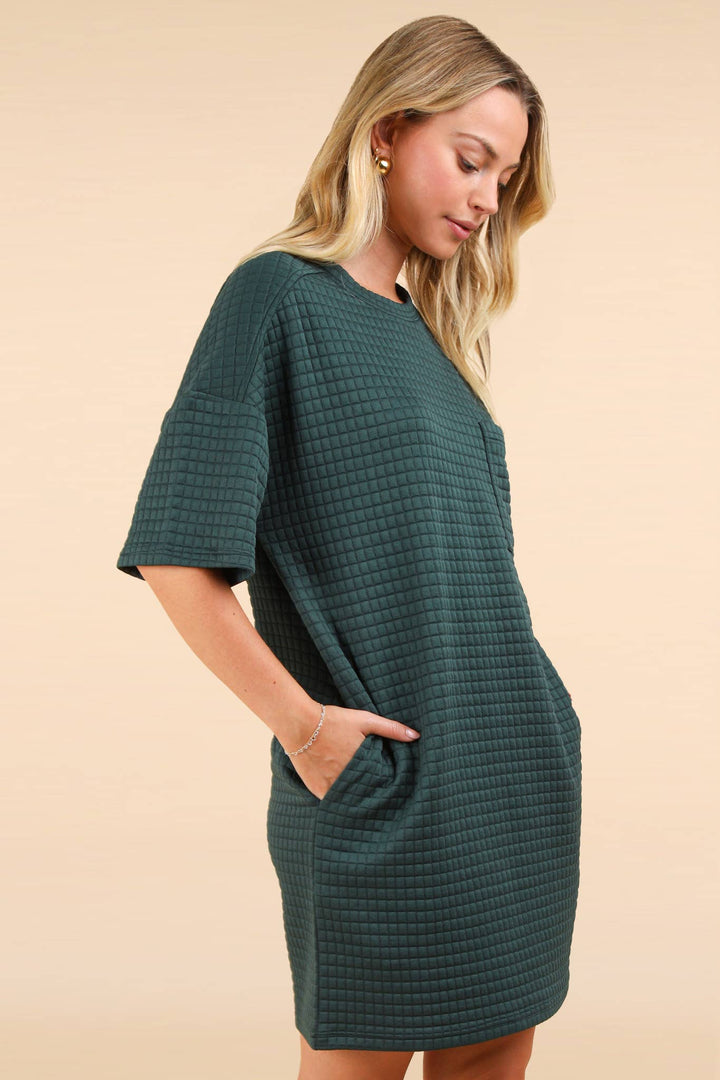 Oversized Quilted Basic Shift Mini Dress