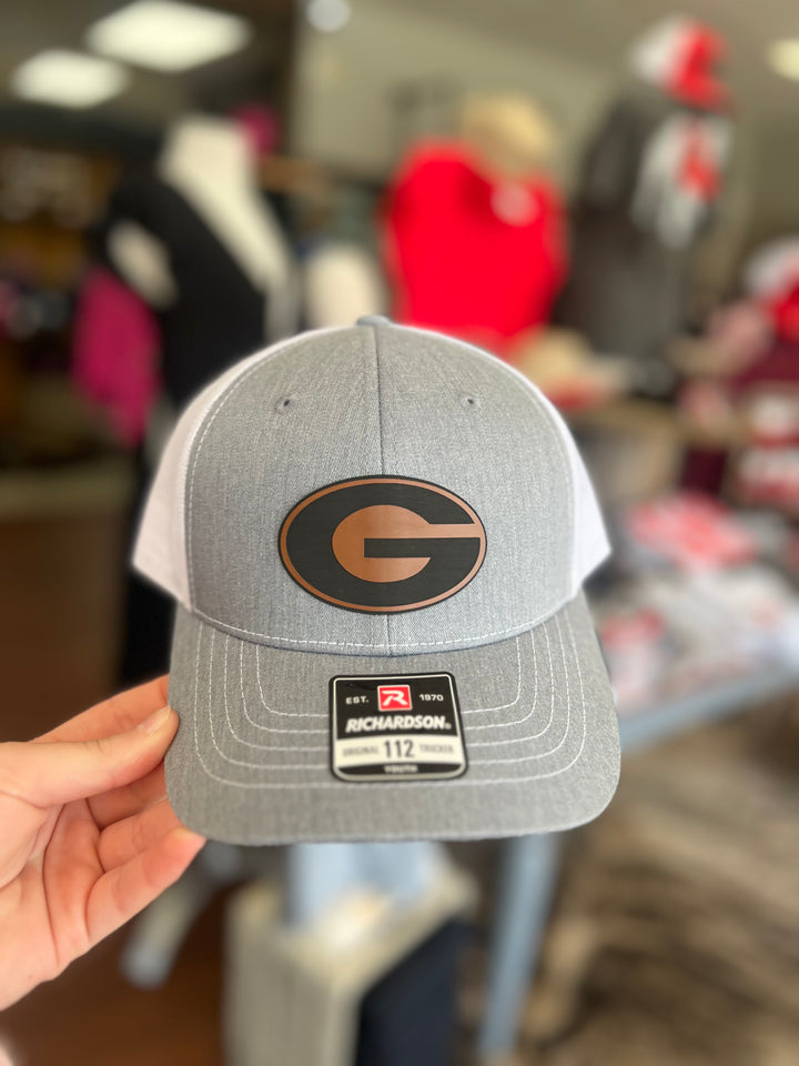 YOUTH Georgia G Brown Leather Patch Hat