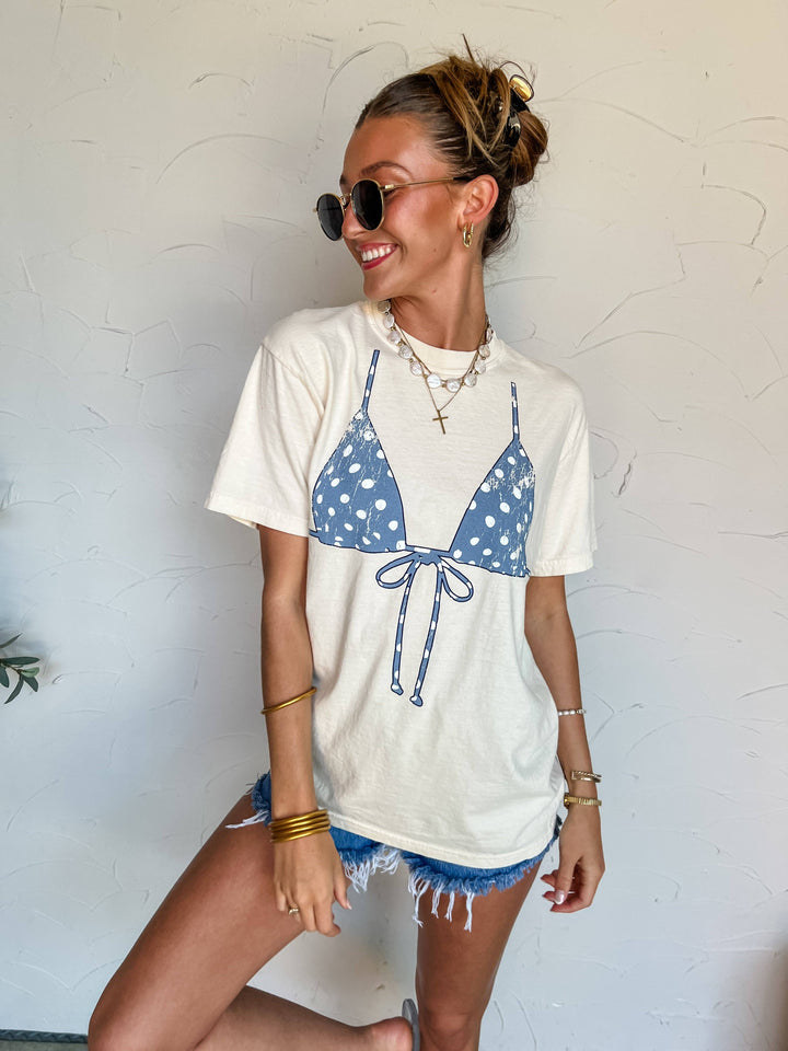 Polka Dot Bikini Top Comfort Color Tee