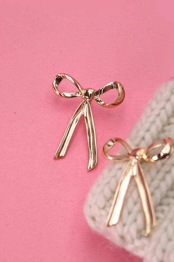 BOW MOVABLE STUD EARRINGS