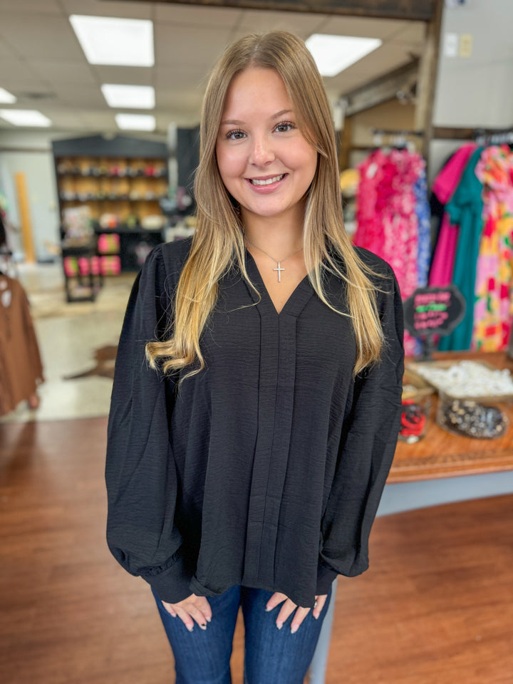 Hadley Black Collared Top