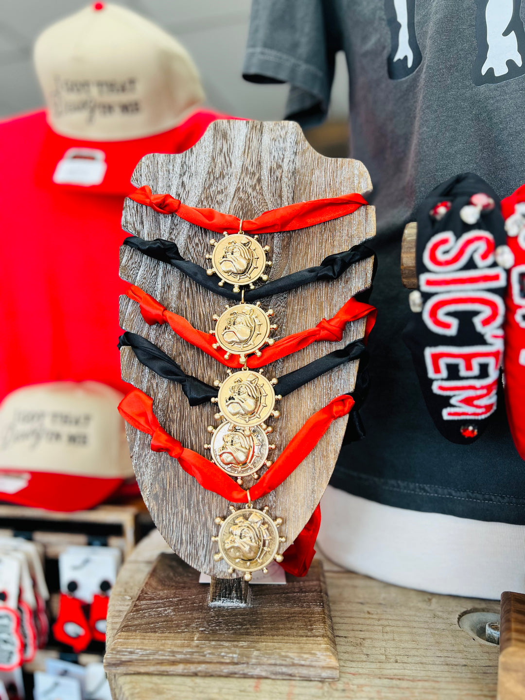 Gameday Bulldog Head Scarf Necklace